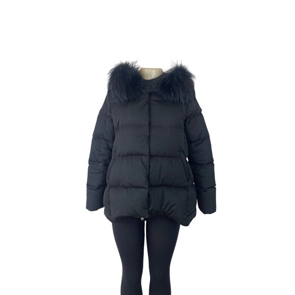 Zow Zow Womens Black Puffer Jacket With Faux Fur Trim Hood Size 0 - Picture 1 of 10